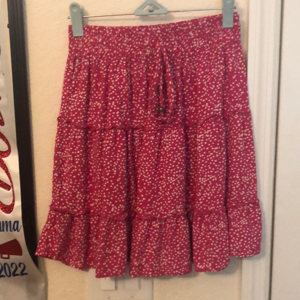 PINK WHITE POLKA DOTTED SKIRT